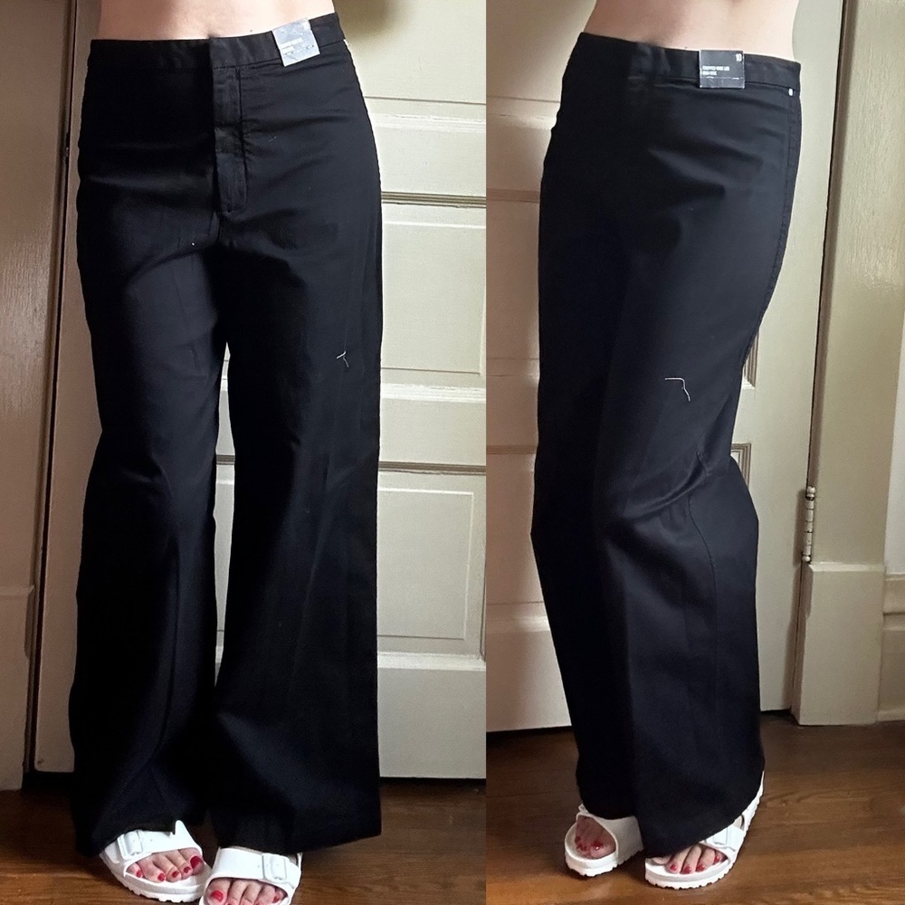 Express High Waisted Wide Leg Cotton Stretch Pant